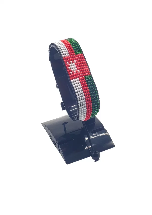 Oman Flag Bracelet Adjustable handcrafted with beadwork in the colors of the Oman flag.