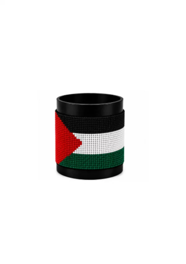 Palestine Signature Flag Bracelet Long Neck with Buttons handcrafted with beadwork in the colors of the Palestine flag.