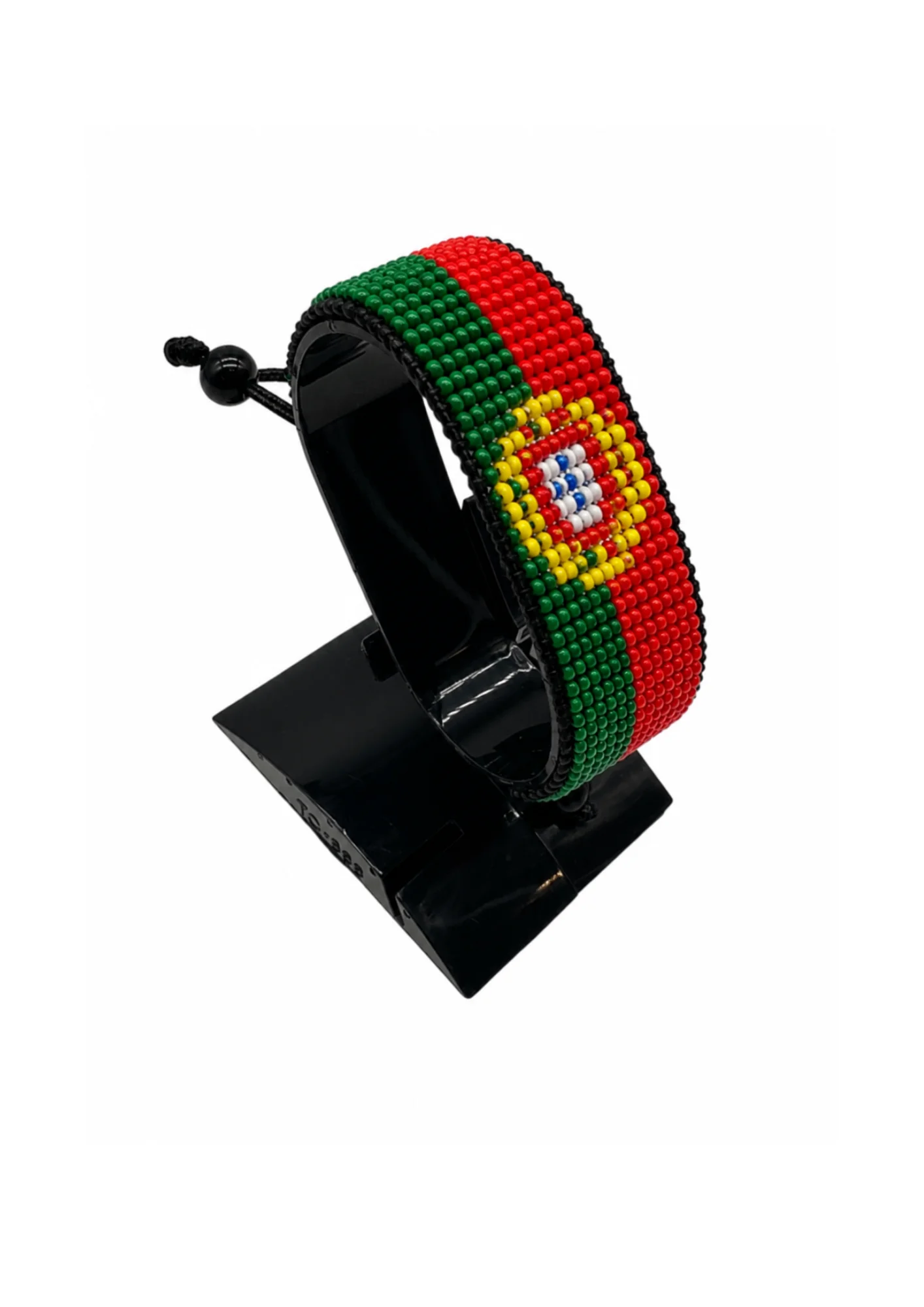 Portugal Flag Bracelet Adjustable handcrafted with beadwork in the colours of the Portugal flag.