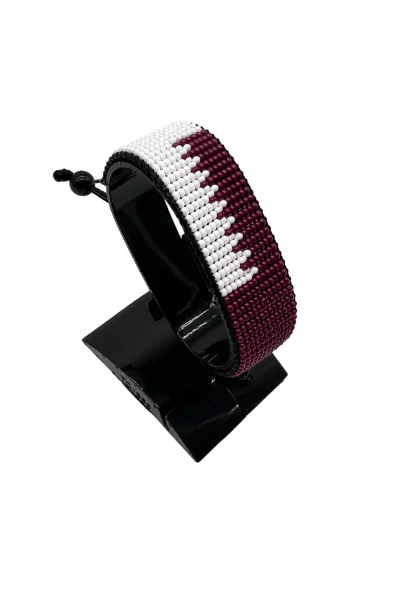 Qatar Flag Bracelet Adjustable handcrafted with beadwork in the colors of the Qatar flag.