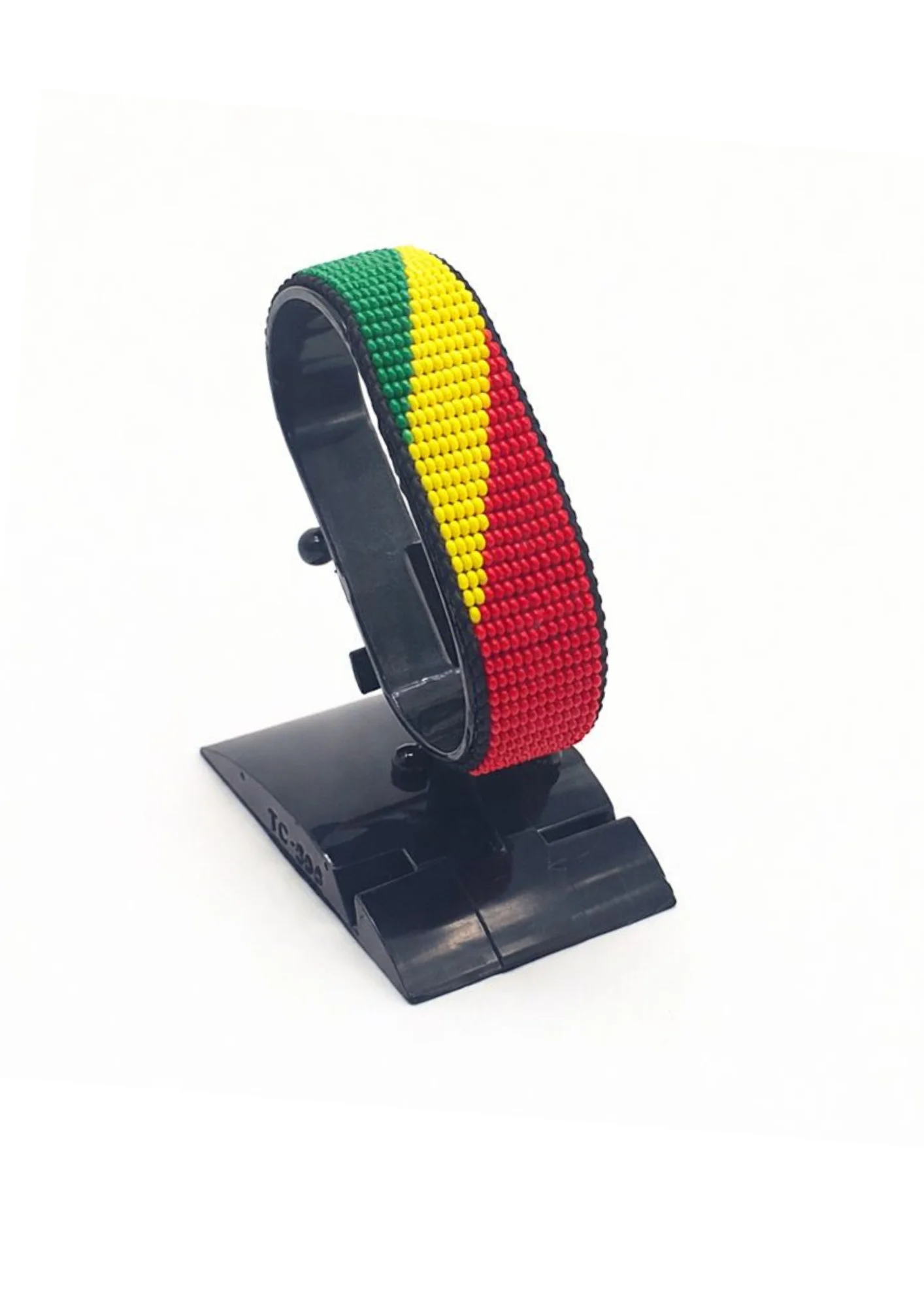 Republic of the Congo Flag Bracelet Adjustable handcrafted with beadwork in the colors of the Republic of the Congo flag.