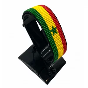 Zimbabwe Flag Bracelet With Name Adjustable handcrafted with beadwork in the colors of the Zimbabwe flag and the name "Zimbabwe".