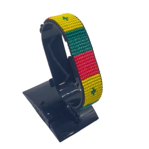Senegal Flag Bracelet Adjustable handcrafted with beadwork in the colors of the Senegal flag.