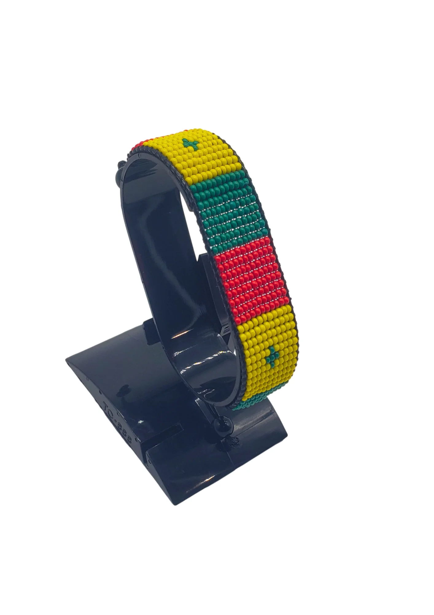 Senegal Flag Bracelet Adjustable handcrafted with beadwork in the colors of the Senegal flag.