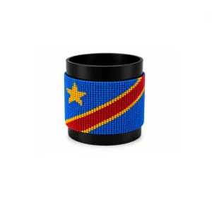 DRC Congo Signature Flag Bracelet Long Neck with Buttons handcrafted with premium beadwork featuring the Democratic Republic of the Congo flag and button closure.