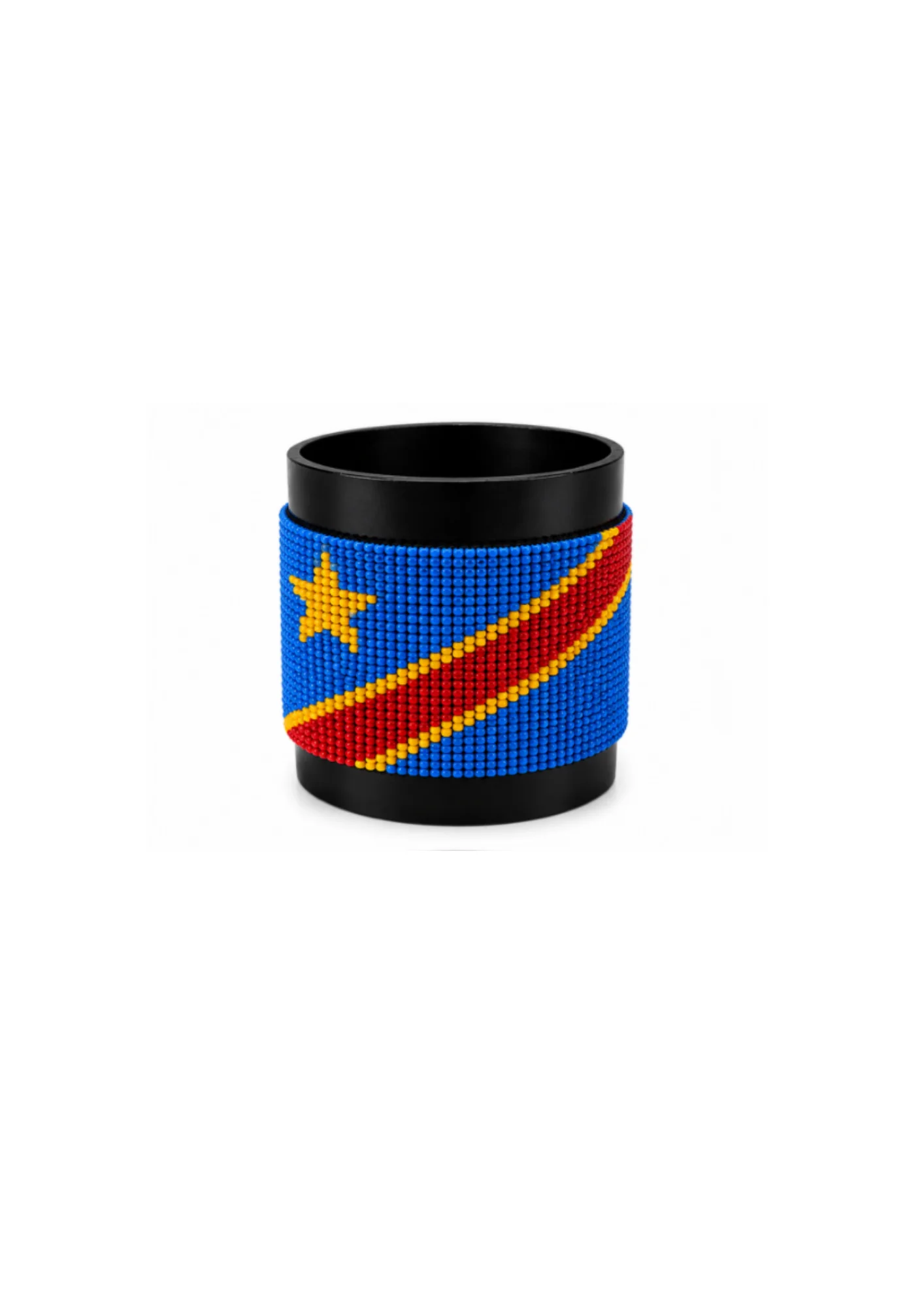 DRC Congo Signature Flag Bracelet Long Neck with Buttons handcrafted with premium beadwork featuring the Democratic Republic of the Congo flag and button closure.