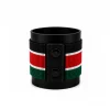 Kenya Signature Flag Bracelet Long Neck with Buttons handcrafted with premium beadwork featuring the Kenya flag and a long-neck Maasai shield with crossed spears.