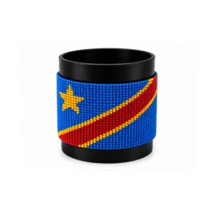 DRC Congo Signature Flag Bracelet Long Neck with Buttons handcrafted with premium beadwork featuring the Democratic Republic of the Congo flag and button closure.