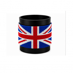 UK Signature Flag Bracelet Long Neck with Buttons handcrafted with premium beadwork featuring the United Kingdom flag and button closure.