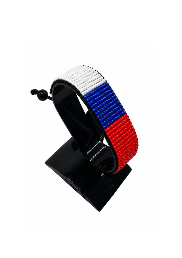 Slovenia Flag Bracelet Adjustable handcrafted with beadwork in the colors of the Slovenia flag.