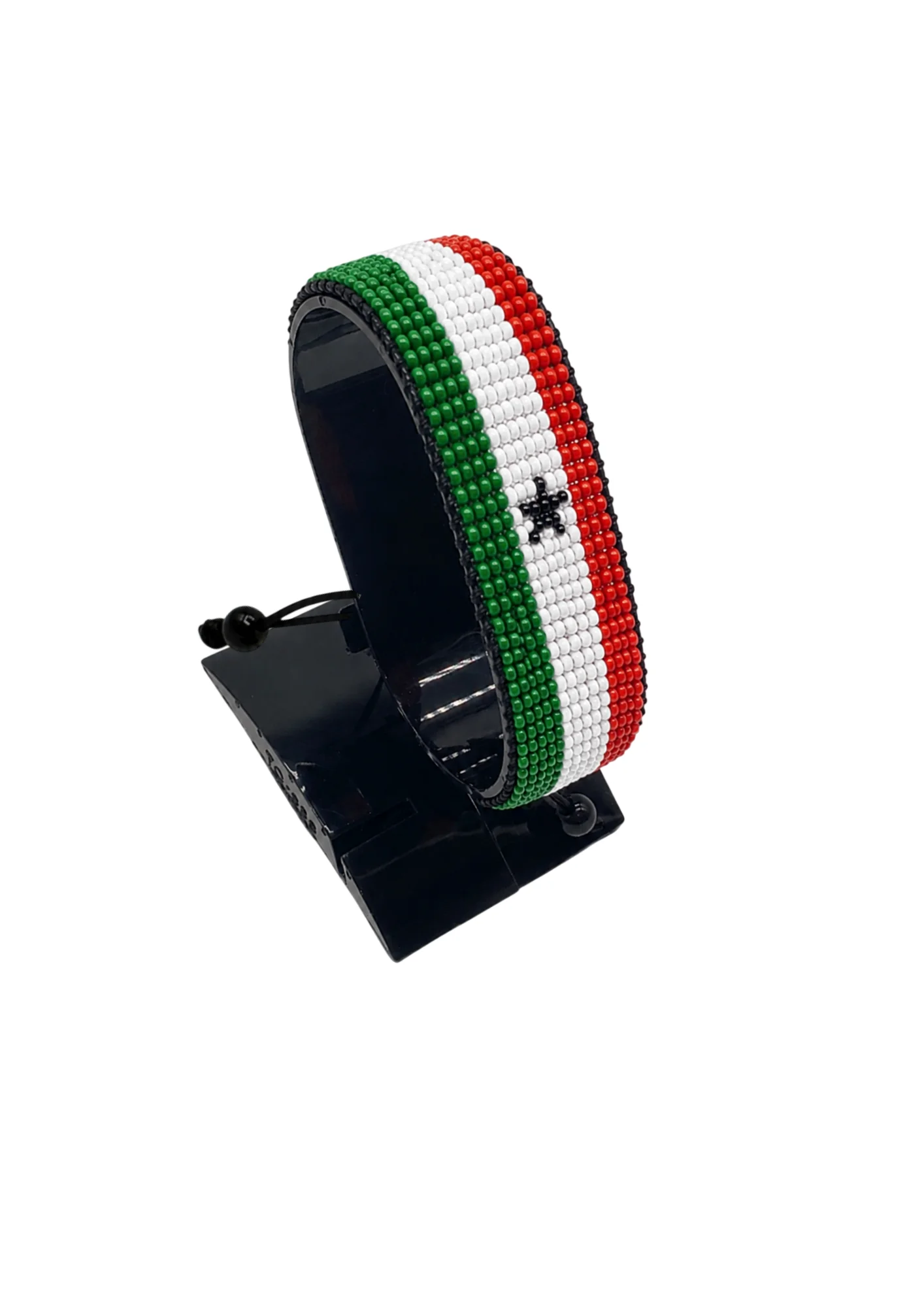 Somaliland Flag Bracelet Adjustable handcrafted with beadwork in the colors of the Somaliland flag.