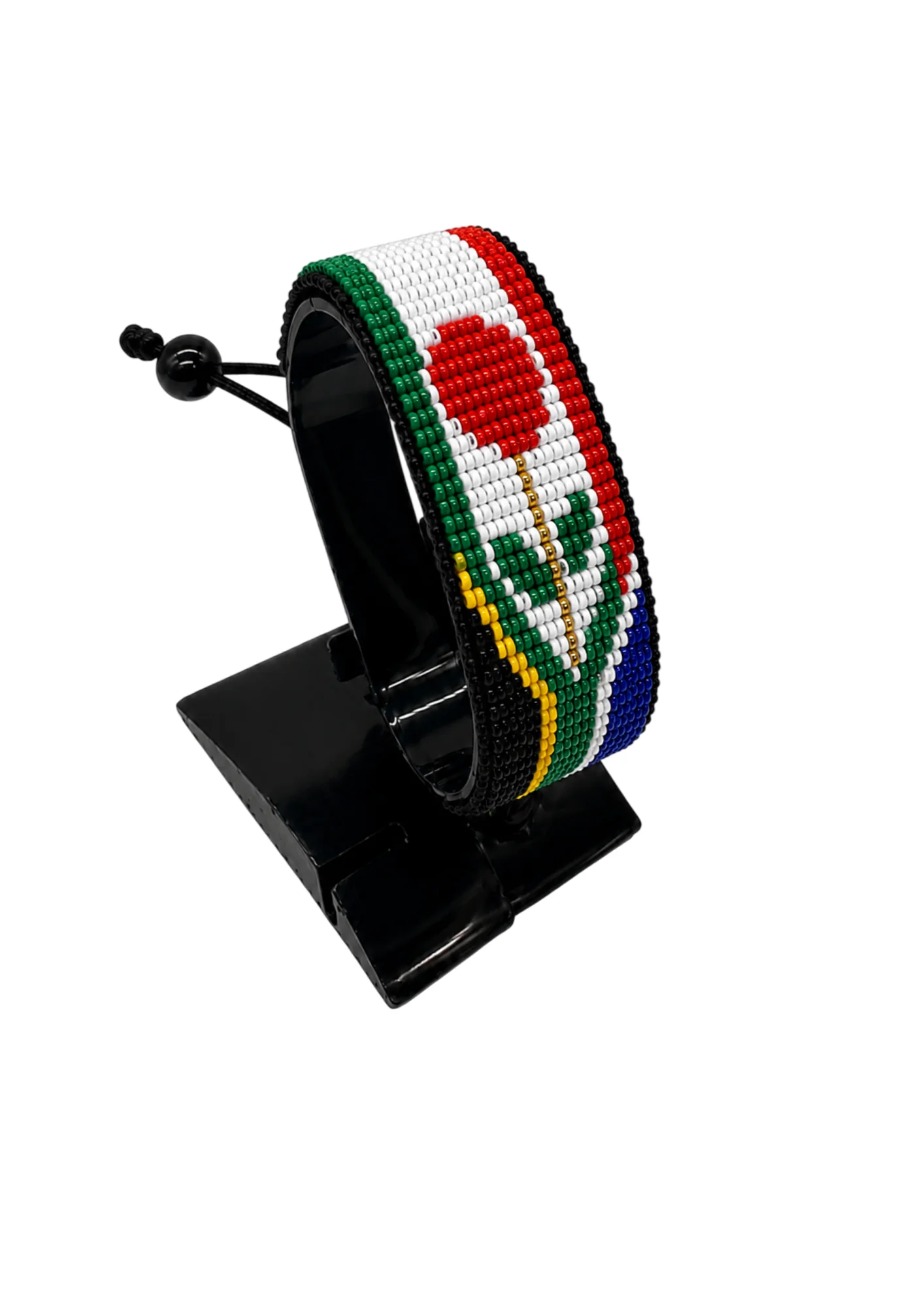 South Africa Flag Bracelet for Women Adjustable handcrafted with rose-inspired beadwork in the colors of the South Africa flag.