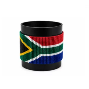 South Africa Signature Flag Bracelet Long Neck with Buttons handcrafted with premium beadwork featuring the South Africa flag and button closure.