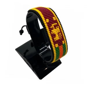 Sri Lanka Flag Bracelet Adjustable handcrafted with beadwork in the colors of the Sri Lanka flag.
