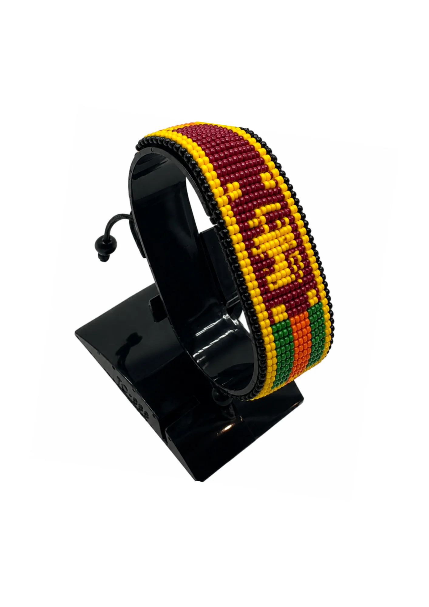 Sri Lanka Flag Bracelet Adjustable handcrafted with beadwork in the colors of the Sri Lanka flag.