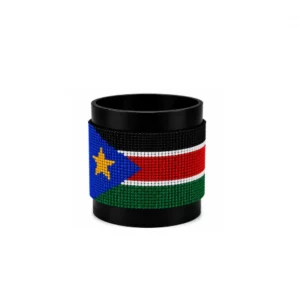 Sudan Signature Flag Bracelet Long Neck with Buttons handcrafted with beadwork in the colors of the Sudan flag.