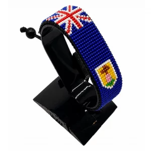 Turks and Caicos Islands Flag Bracelet Adjustable handcrafted with beadwork in the colors of the Turks and Caicos Islands flag