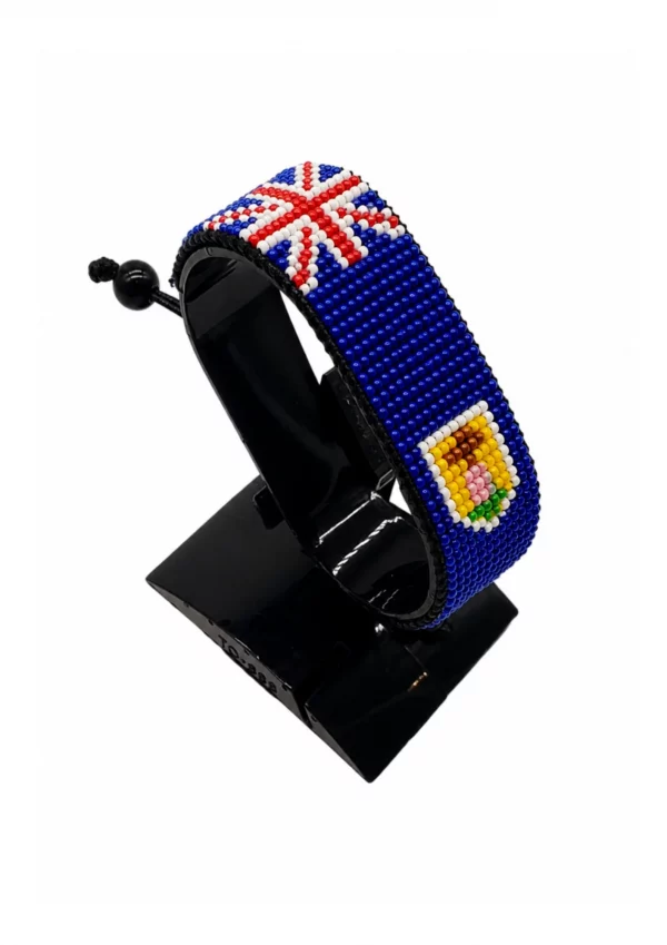 Turks and Caicos Islands Flag Bracelet Adjustable handcrafted with beadwork in the colors of the Turks and Caicos Islands flag