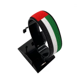 UAE Flag Bracelet Adjustable handcrafted with beadwork in the colors of the UAE flag.