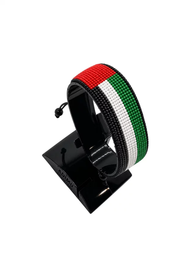 UAE Flag Bracelet Adjustable handcrafted with beadwork in the colors of the UAE flag.
