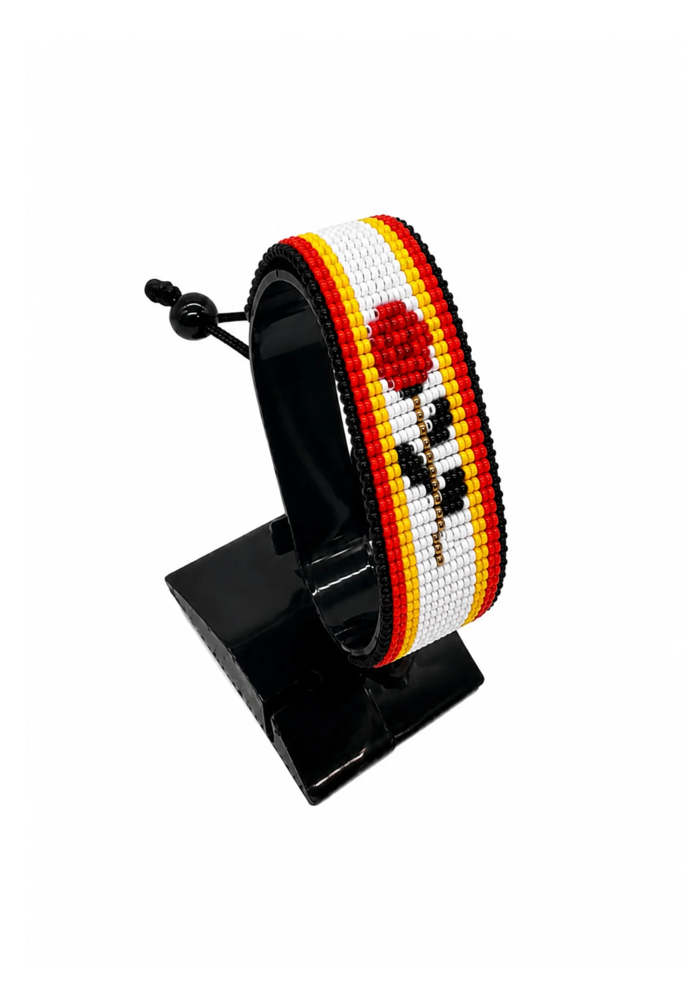 Uganda Flag Bracelet for Women Adjustable handcrafted with rose-inspired beadwork in the colors of the Uganda flag.