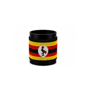 Uganda Signature Flag Bracelet with Buttons handcrafted with premium beadwork in the colors of the Uganda flag.