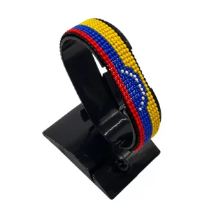 Venezuela Flag Bracelet Adjustable handcrafted with beadwork in the colors of the Venezuela flag.