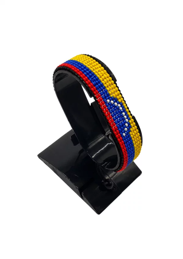 Venezuela Flag Bracelet Adjustable handcrafted with beadwork in the colors of the Venezuela flag.