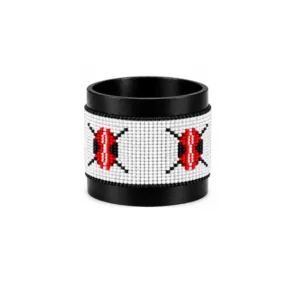 Kenya Signature Flag Bracelet White Version Long Neck with Buttons handcrafted with premium white-dominant beadwork inspired by the Kenya flag.