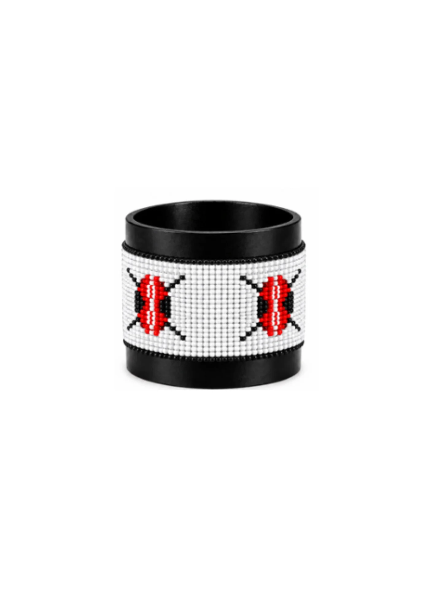 Kenya Signature Flag Bracelet White Version Long Neck with Buttons handcrafted with premium white-dominant beadwork inspired by the Kenya flag.