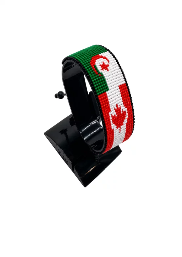 Algeria-Canada Flag Adjustable Bracelet Combo handcrafted with beadwork in the colors of the Algeria and Canada flags.