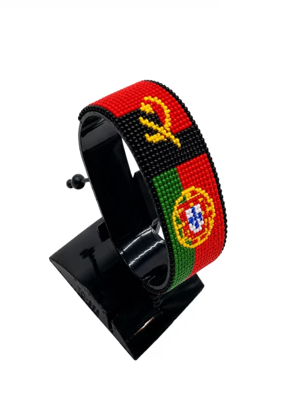 Angola-Portugal Flag Adjustable Bracelet Combo handcrafted with beadwork in the colors of the Angola and Portugal flags.