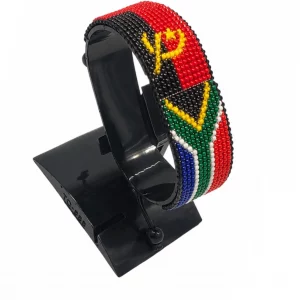 Angola-South Africa Flag Adjustable Bracelet Combo handcrafted with beadwork in the colors of the Angola and South Africa flags.