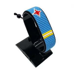 Aruba Flag Bracelet Adjustable handcrafted with beadwork in the colors of the Aruba flag