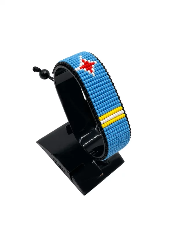Aruba Flag Bracelet Adjustable handcrafted with beadwork in the colors of the Aruba flag