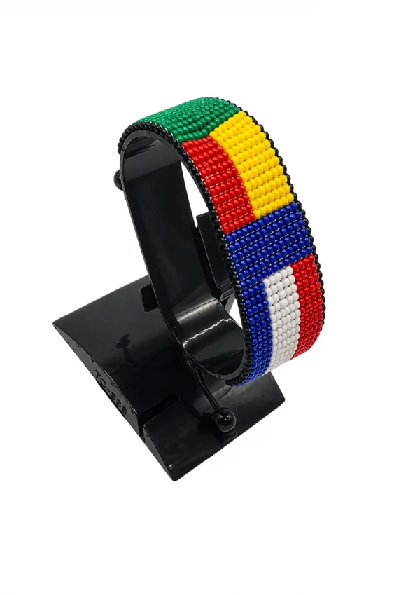 Benin-France Flag Adjustable Bracelet Combo handcrafted with beadwork in the colors of the Benin and France flags.