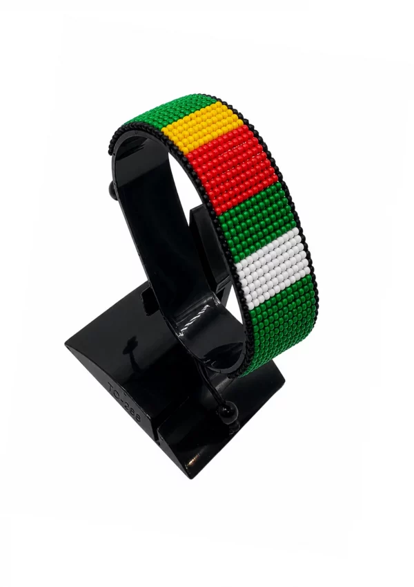 Benin-Nigeria Flag Adjustable Bracelet Combo handcrafted with beadwork in the colors of the Benin and Nigeria flags.