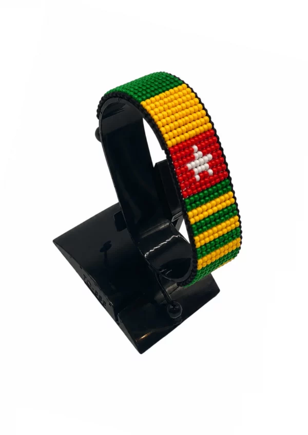 Benin-Togo Flag Adjustable Bracelet Combo handcrafted with beadwork in the colors of the Benin and Togo flags