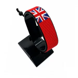 Bermuda Flag Bracelet Adjustable handcrafted with beadwork in the colors of the Bermuda flag.