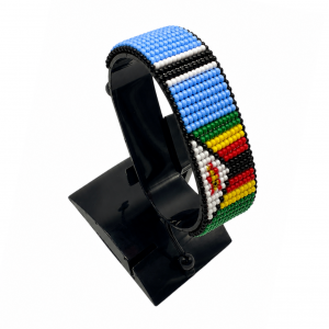 Botswana-Zimbabwe Flag Adjustable Bracelet Combo handcrafted with beadwork in the colors of the Botswana and Zimbabwe flags.
