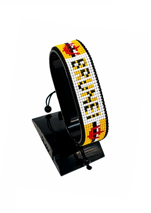 Brunei Flag Bracelet With Name Adjustable handcrafted with beadwork in the colors of the Brunei flag featuring the name BRUNEI.