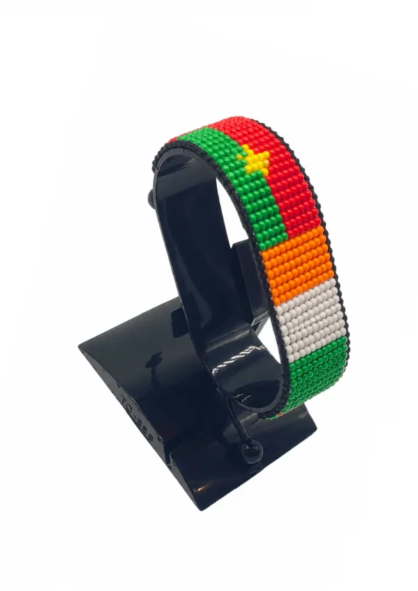 Burkina Faso-Côte d'Ivoire Flag Adjustable Bracelet Combo handcrafted with beadwork in the colors of the Burkina Faso and Côte d'Ivoire flags.