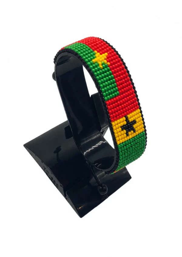 Burkina Faso-Ghana Flag Adjustable Bracelet Combo handcrafted with beadwork in the colors of the Burkina Faso and Ghana flags.