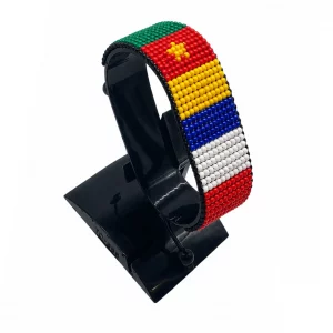 Cameroon-France Flag Adjustable Bracelet Combo handcrafted with beadwork in the colors of the Cameroon and France flags.