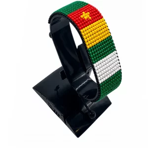 Cameroon-Nigeria Flag Adjustable Bracelet Combo handcrafted with beadwork in the colors of the Cameroon and Nigeria flags.