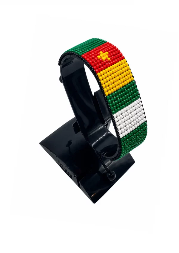 Cameroon-Nigeria Flag Adjustable Bracelet Combo handcrafted with beadwork in the colors of the Cameroon and Nigeria flags.