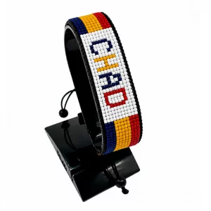 Chad Flag Bracelet With Name Adjustable handcrafted with beadwork in the colors of the Chad flag featuring the name CHAD.