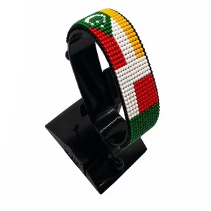 Comoros-Madagascar Flag Adjustable Bracelet Combo handcrafted with beadwork in the colors of the Comoros and Madagascar flags.