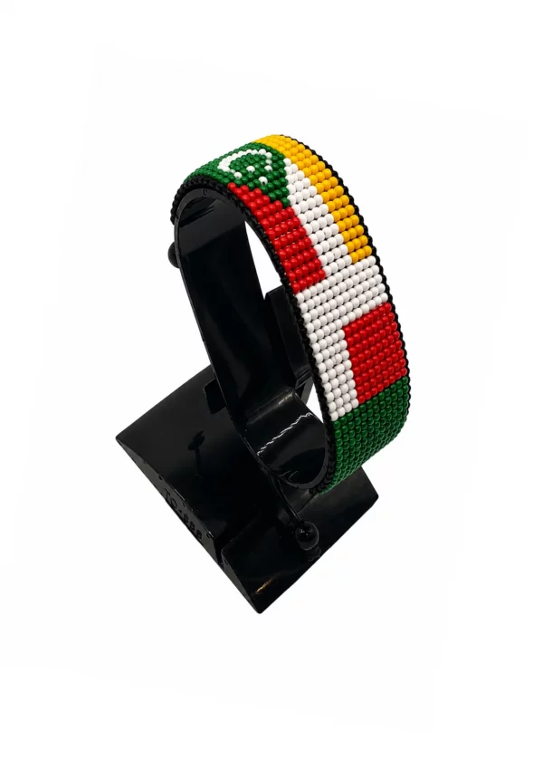 Comoros-Madagascar Flag Adjustable Bracelet Combo handcrafted with beadwork in the colors of the Comoros and Madagascar flags.