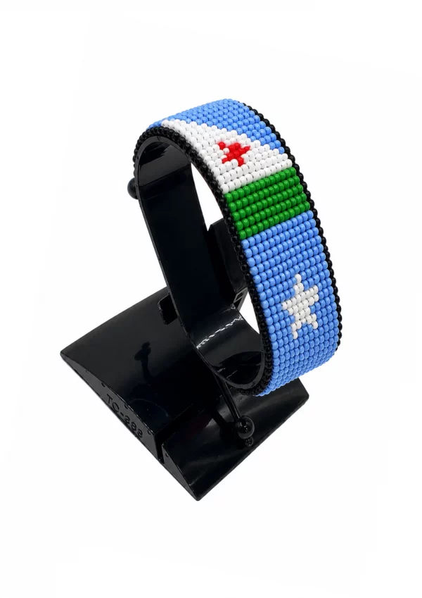 Djibouti-Somalia Flag Adjustable Bracelet Combo handcrafted with beadwork in the colors of the Djibouti and Somalia flags.